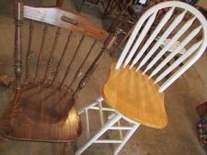 lot 110 image: White and natural hardwood swivelin...