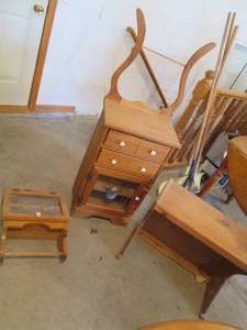 lot 111 image: Wood Space saving Wash stand with s...