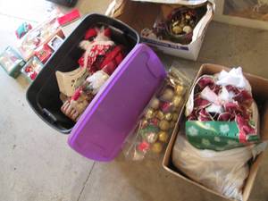 lot 120 image: Covered tote plus additional boxes ...