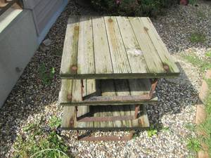 lot 153 image: Stack of 3 vintage Wood and Metal S...