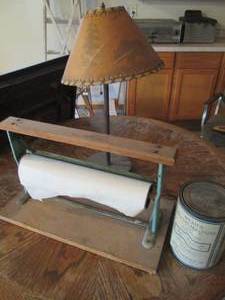 lot 80 image: Vintage Metal and Wood 22in paper d...