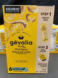 2 back - Gevalia Frothy Chai Spice Flavored Latte K-Cup Pods, 3 Count