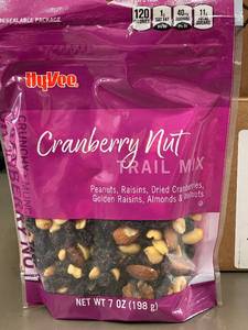 CA 5 - Hy-Vee Cranberry Nut Trail Mix - 12 Pack of 7 oz Bags