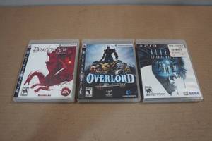 lot 12 image: 3 PlayStation 3 Games -Dragon Age, Overlord, Aliens