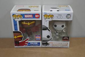 lot 192 image: 2 Pop Funko Figurines -Falcon & Donald Duck