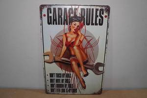 lot 199 image: Metal Garage Rules Sign