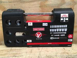 lot 37 image: Craftsman V-Series 21-Piece SAE 12-in Drive 6-point Shallow Socket Set Model # CMMT45755V
