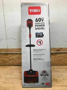 lot 9 image: New Toro 12 in. Power Shovel 60V 2.5Ah Battery and Charger Model # 39909 (Retail $299)