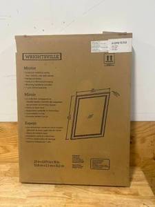 lot 18 image: allen  roth Wrightsville 22-in x 30-in Framed Bathroom Vanity Mirror (Light Gray)