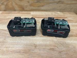 lot 114 image: MILWAUKEE Lot of 2- M18 Red Lithium XC 5.0 AH Battery Packs