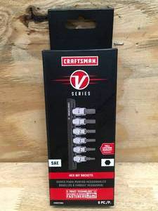 lot 191 image: Craftsman V-Series 6 Piece SAE Hex Bit Socket Set Model # CMMT17700V 0829244