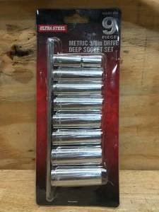 lot 193 image: Ultra Steel 9 Piece Metric 38 Drive Deep Socket Set Model # UA06115B 0829244.50