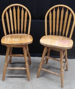 2 WOODEN BAR STOOLS.