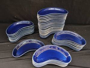 36 STUNNING COLBALT BLUE KIDNEY SHAPED DISHES