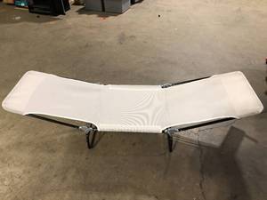 Outsunny Black Metal Outdoor Chaise Sun Lounge with Beige Sling and Folding Design Customer Returns See Pictures