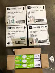 Lot of Commercial Electric 11 in. 12.5-Watt Dimmable White Integrated LED Edge-Lit Round Flat Panel Flush Mount Ceiling Light Color Changing Customer Returns See Pictures