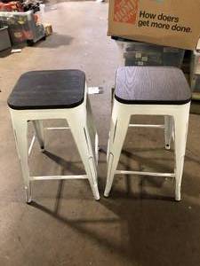 Oregon 24 in. Vintage White and Espresso Counter Stool (Set of 2) by Lumisource   Customer Returns See Pictures