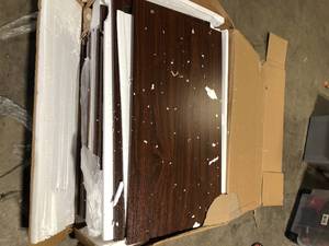 VEVOR Corner Industrial Bar Cabinet for Liquor and Glasses MDF Freestanding Farmhouse Wood Coffee Bar Cabinet Customer Returns See Pictures