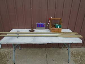 Boat oars & lowrance box. As shown.