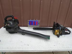 Mac 3818 16� chainsaw with Craftsman blower . Both  run., As shown.