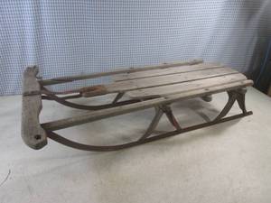 lot 6 image: (F-2) Vintage Snow Sled 32 12 Lon...