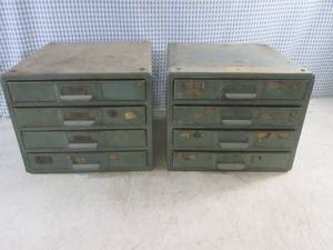 lot 32 image: (F-3) 2 Vintage Metal 4-Drawer Orga...
