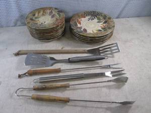 lot 120 image: (G-1) Grilling Tools and Dishes...