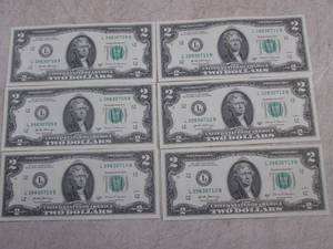 lot 87 image: (CNTR) 6 Uncirculated Sequential $2...