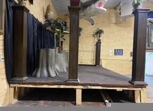 lot 01 image: 24 x 14 Stage, Includes carpet to cover it.  No other props, etc. pictured are included