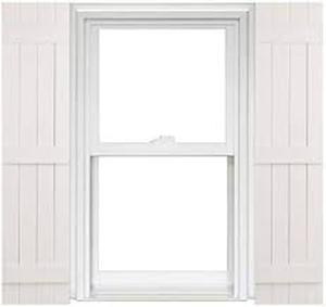 lot 108 image: Ply Gem 13 in. x 55 in. Polypropylene 3-Board Open Board and Batten Shutters Pair in White
