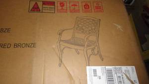 lot 107 image: 2 Piece Hammered Bronze Patio Arm Chairs