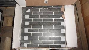 lot 138 image: Marazzi Urban Craft Graphite 12 in. x 12 in. x 6.35mm Ceramic Brick Joint Mosaic Floor and Wall Tile (6.16 sq. ft.)