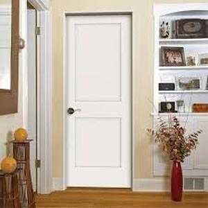 lot 160 image: Jeld-Wen 28 in. x 80 in. 2-Panel Shaker Right-Hand Primed Solid Core Wood Single Prehung Interior Door