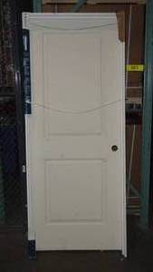 lot 161 image: Jeld-Wen 28 in. x 80 in. 2-Panel Shaker Left-Hand Primed Hallow Core Wood Single Prehung Interior Door