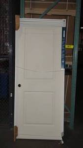 lot 162 image: Jeld-Wen 32 in. x 80 in. 2-Panel Shaker Right-Hand Primed Hallow Core Wood Single Prehung Interior Door