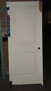 lot 165 image: Jeld-Wen 32 in. x 80 in. 2-Panel Shaker Left-Hand Primed Hallow Core Wood Single Prehung Interior Door