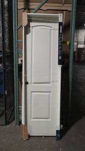 lot 168 image: Jeld-Wen 28 in. x 80 in. 2-Panel Shaker Right-Hand Primed Hallow Core Wood Single Prehung Interior Door