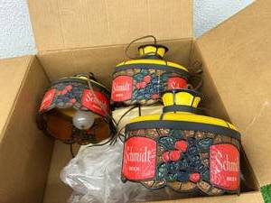 lot 20 image: 3 Schmidt Small Tiffany Style Lamps in Box