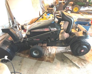 lot 212 image: Craftsman Riding Lawn Mower With Snowblower Attachment
