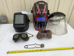 lot 23 image: Various Welding Hoods and Goggles with Striker