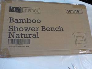 lot 32 image: Bamboo Shower Bench Natural new in...
