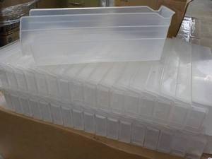 lot 154 image: Case of 34 Clear Plastic Shelf Stor...