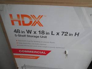 lot 21 image: HDX 5-Shelf Storage Unit and Grey Hose