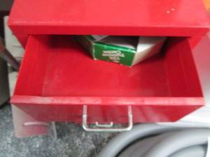 lot 22 image: Red Metal 4-Drawer Storage Cabinet