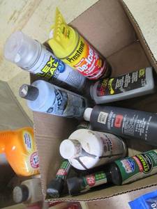 lot 56 image: Lot of Mixed Automotive Fluids and Cleaning Supplies