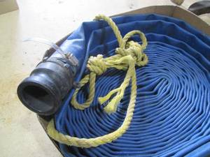 lot 116 image: Heavy-Duty Blue Layflat Hose with Connector and Rope