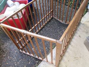 lot 128 image: Wooden Pet Playpen with Folding Panels