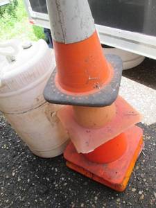 lot 149 image: Lot of Traffic Cones and Large Plastic Container