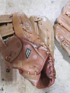 lot 150 image: Lot of 2 Vintage Leather Baseball Gloves