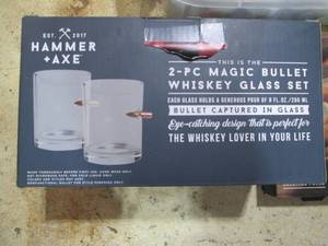 lot 165 image: Lot of Assorted Golf Balls and Hammer  Axe Whiskey Glass and Stones Sets